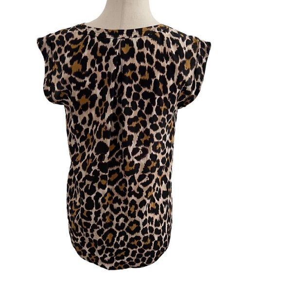 J. Crew Silk Cheetah Animal Print Cap Sleeve V Neck Tunic Top - Picture 5 of 8